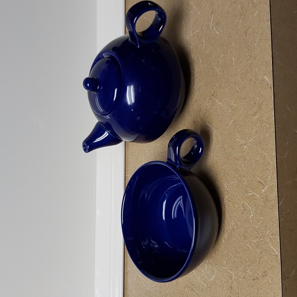 Old Amsterdam Porcelain Works, Tea Pot and Cup Set, Cobolt /Royal Blue 1701 - Picture 2 of 3